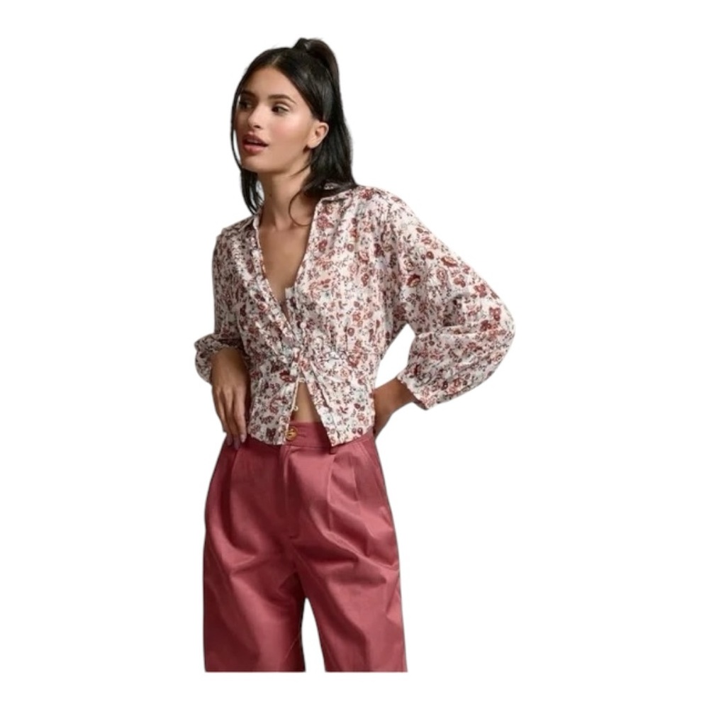 Anthropologie Smocked Button Down Blouse